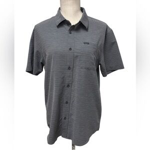 Men's O’NEILL Trvlr Series Gray Stripe Short Sleeve Button Down Shirt Size Small